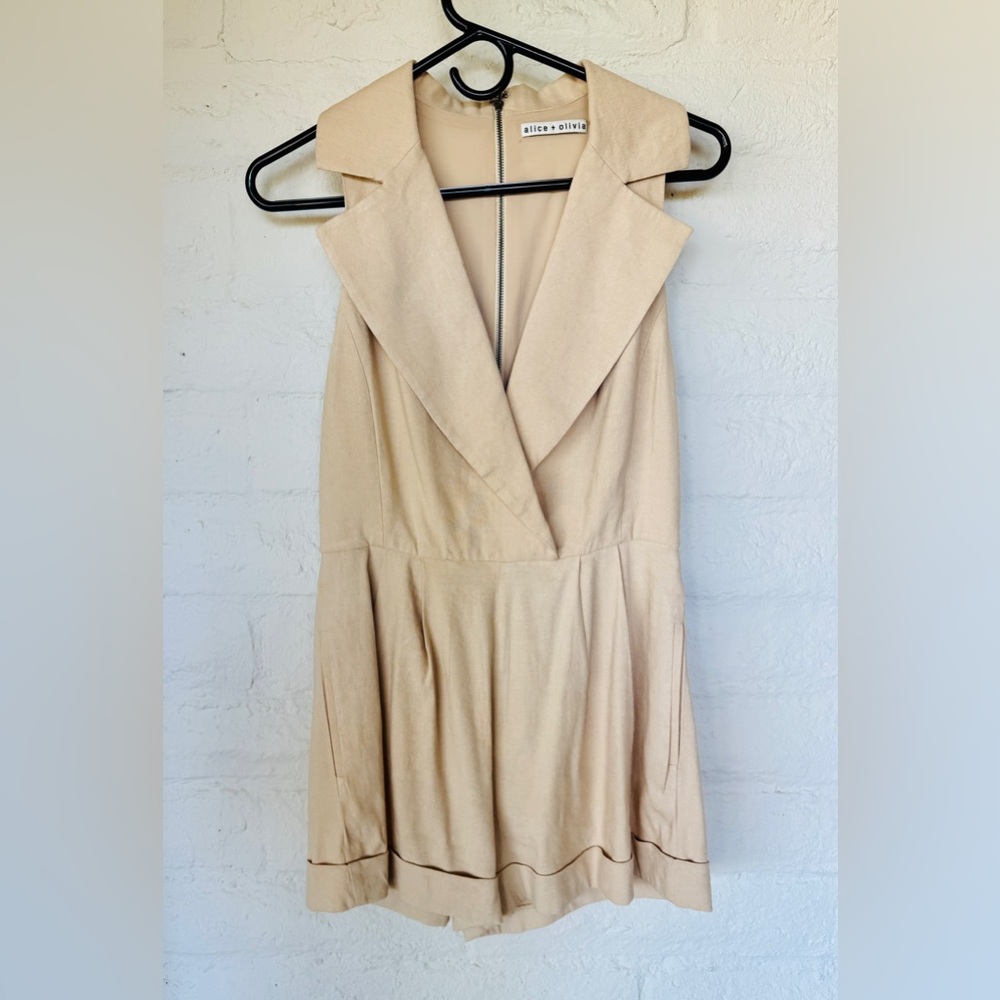 Alice + Olivia NWT Meritt Linen-Blend Romper Size 6 original $440